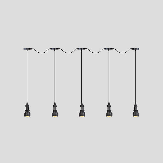 Rustic Iron Ceiling Light With Led Bulbs - Perfect For Coffee Shops Black Finish Available In 3/5/7