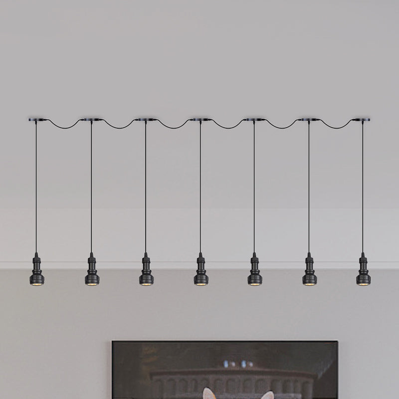 Rustic Iron Ceiling Light With Led Bulbs - Perfect For Coffee Shops Black Finish Available In 3/5/7