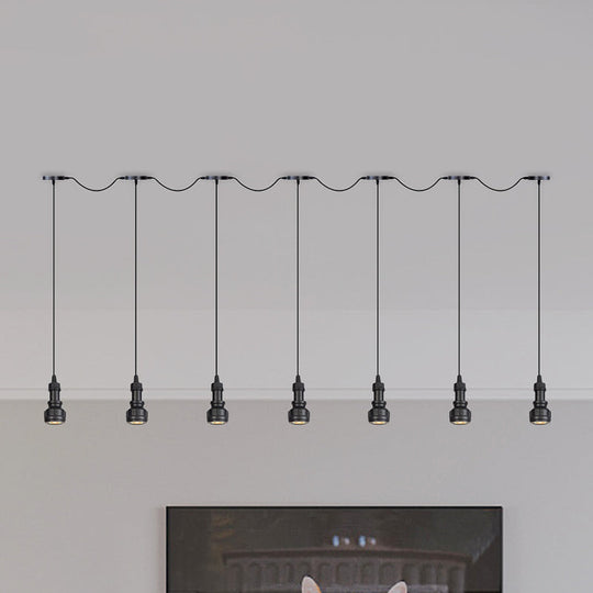 Rustic Iron Ceiling Light With Led Bulbs - Perfect For Coffee Shops Black Finish Available In 3/5/7