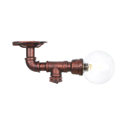 Copper Glass Semi - Flush Mount Led Ceiling Light Fixture