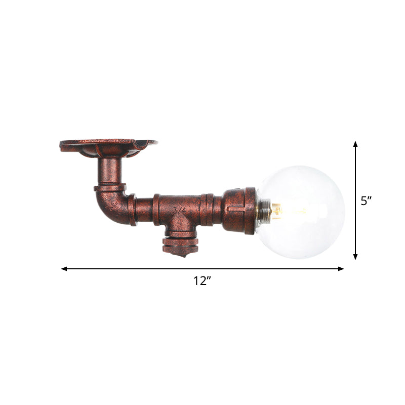 Copper Glass Semi - Flush Mount Led Ceiling Light Fixture
