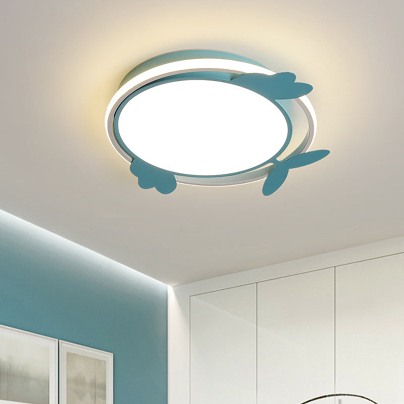 Nordic Style Bird Ceiling Light Fixture With Acrylic Led - Pink/Blue Flush Mount For Bedrooms Blue
