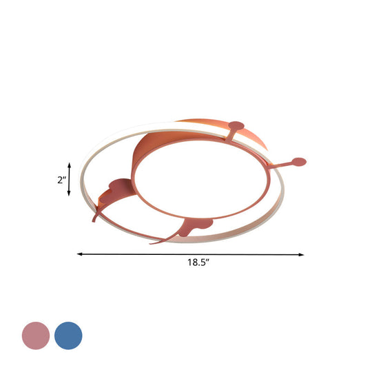 Modern Led Ceiling Lamp: Bee Design In Pink/Blue For Bedroom