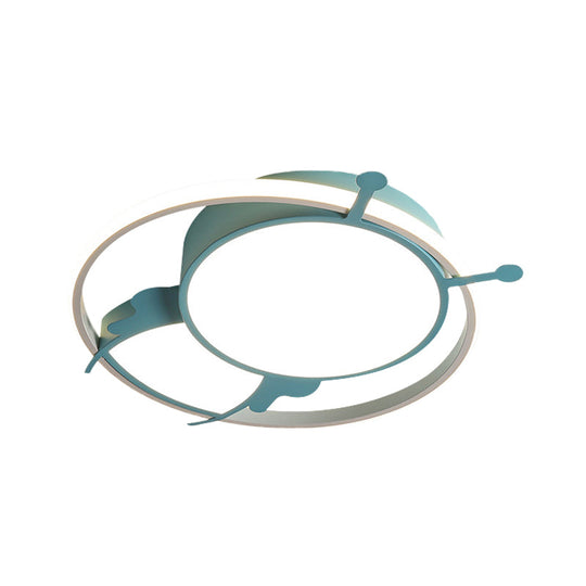 Modern Led Ceiling Lamp: Bee Design In Pink/Blue For Bedroom