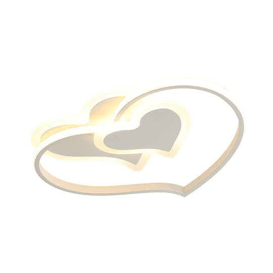 Modern Led Flush Mount Ceiling Light With Heart-Shaped Acrylic Shade - Black/White/Pink Finish For