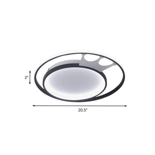 Cartoon Crown Led Flush Mount Lamp: Acrylic Ceiling Light For Living Room - White Warm/White