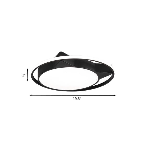 Modern Black Acrylic Cat Led Flush Mount Ceiling Light With Choice Of White Or Warm Lighting