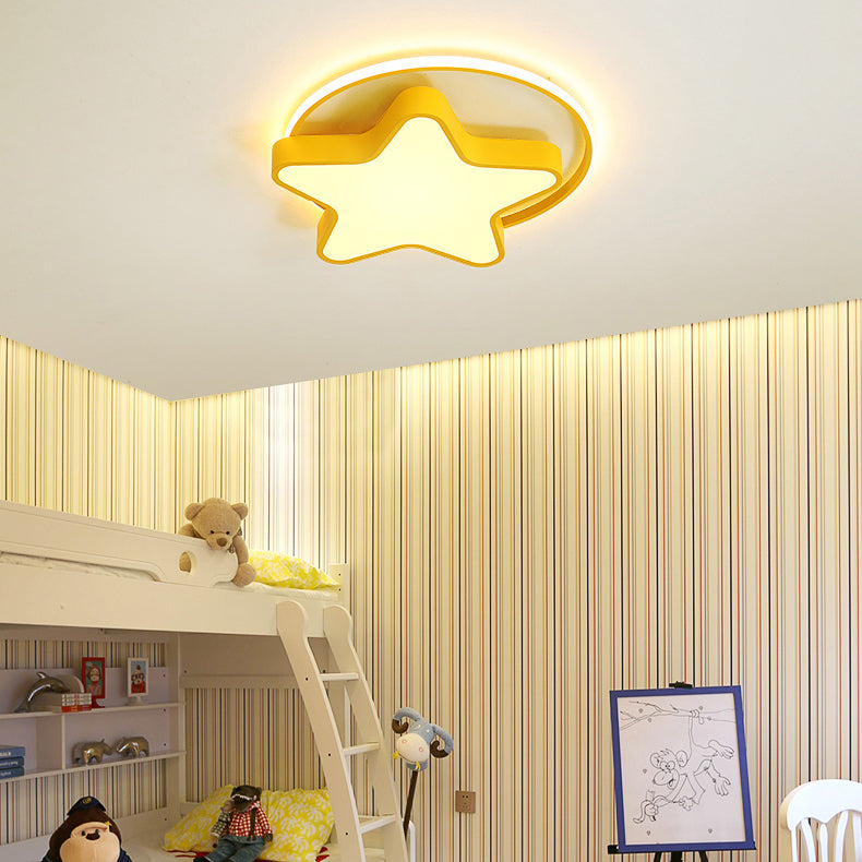 Nordic Star Led Flush Mount Ceiling Light With Acrylic Ring For Kid’s Room