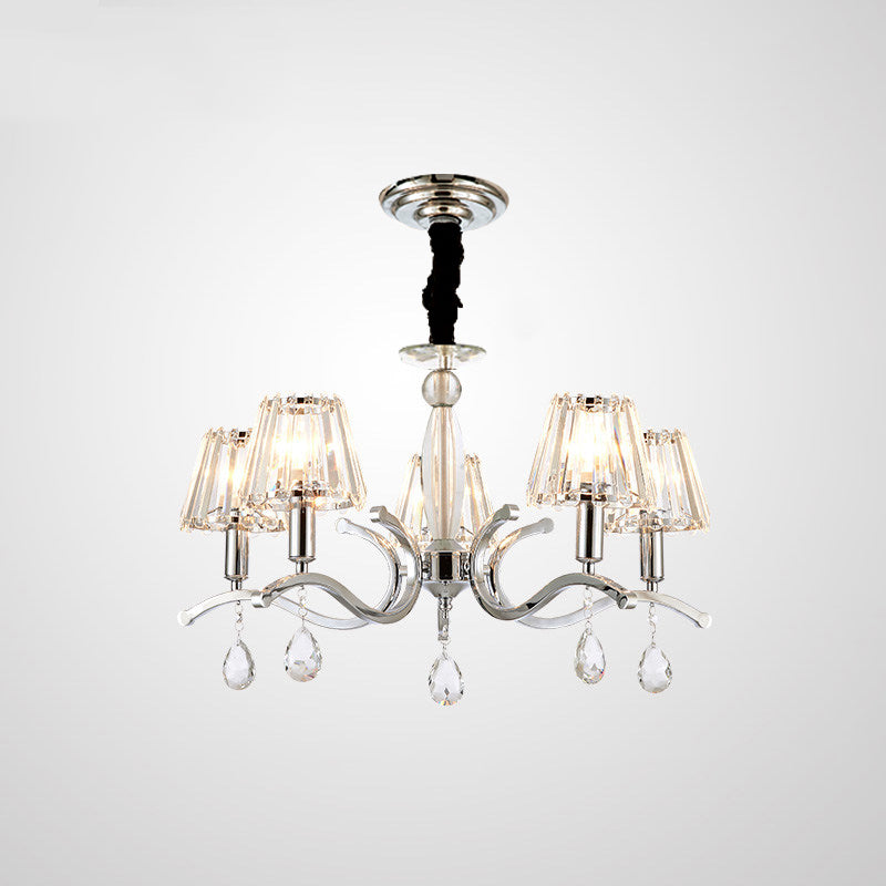Modernist Crystal Chandelier Pendant Lamp - Silver Finish 5/6 Bulbs