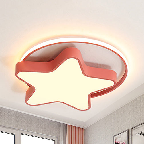 Nordic Star Led Flush Mount Ceiling Light With Acrylic Ring For Kids Room