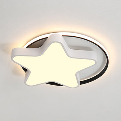 Nordic Star Led Flush Mount Ceiling Light With Acrylic Ring For Kids Room White / 18 Warm