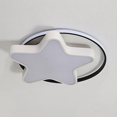 Nordic Star Led Flush Mount Ceiling Light With Acrylic Ring For Kids Room White / 18