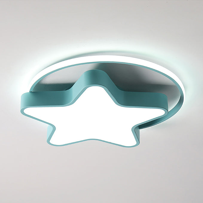 Nordic Star Led Flush Mount Ceiling Light With Acrylic Ring For Kid’s Room Green / 18’ White