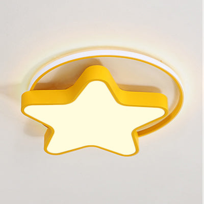 Nordic Star Led Flush Mount Ceiling Light With Acrylic Ring For Kids Room