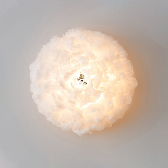 Modern Stylish Feather Wall Light - Blooming Grey/White Sconce Lighting For Sitting Room