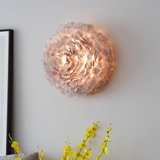 Modern Stylish Feather Wall Light - Blooming Grey/White Sconce Lighting For Sitting Room Grey