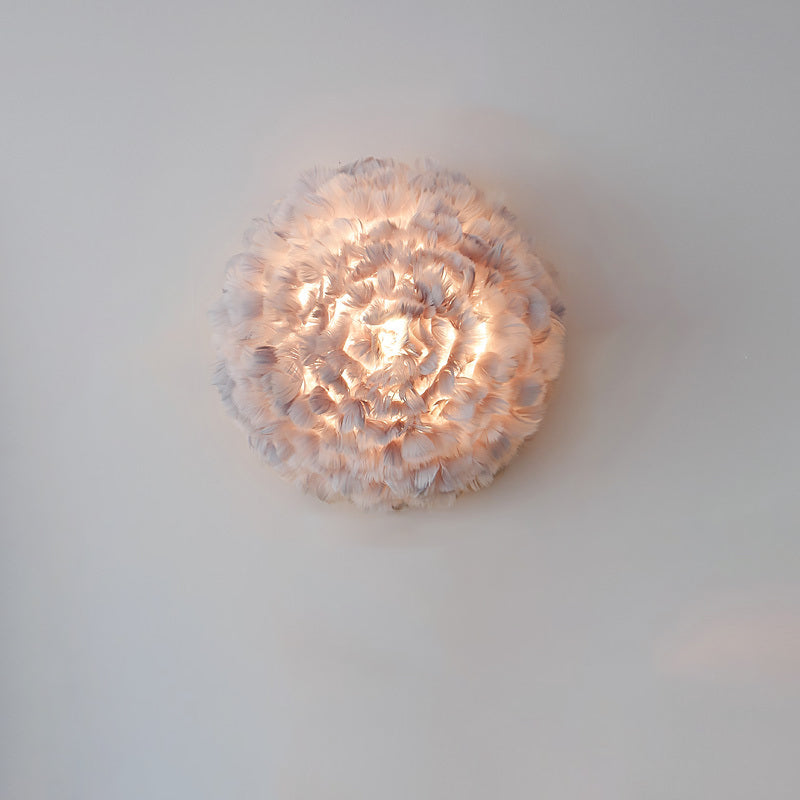 Modern Stylish Feather Wall Light - Blooming Grey/White Sconce Lighting For Sitting Room