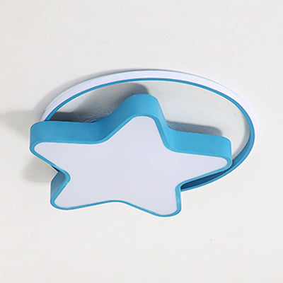 Nordic Star Led Flush Mount Ceiling Light With Acrylic Ring For Kid’s Room Blue / 18’ White