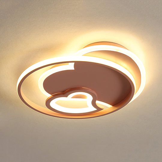 Modern Acrylic Heart Flushmount: White/Black/Pink Led Ceiling Fixture For Bedroom