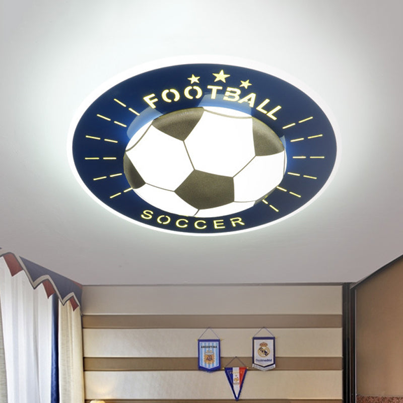 Modern Football Led Flush Mount Light Fixture In White/Blue For Bedrooms Blue