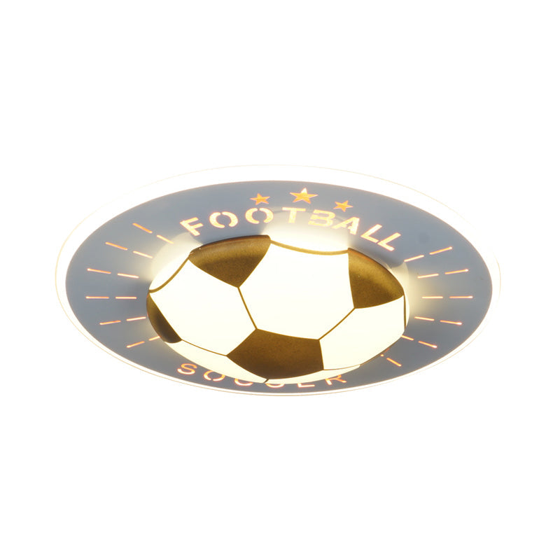 Modern Football Led Flush Mount Light Fixture In White/Blue For Bedrooms