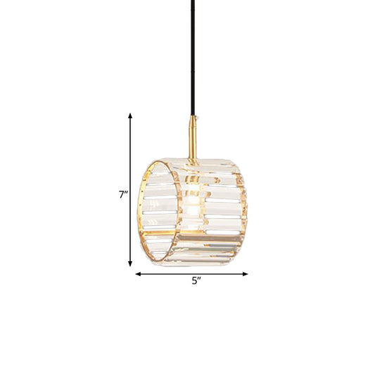 Mini Brass Wristband Pendulum Light With Crystal Prism – Stylish Dining Table Hanging Lamp Kit