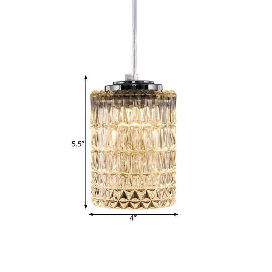 Modernist Chrome Pendant Light With Crystal Prisms For Restaurants - 1 Head Ceiling Lamp