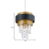 Vintage Crystal Rod Pendant Light With Black And Gold Guard - Retro & Elegant