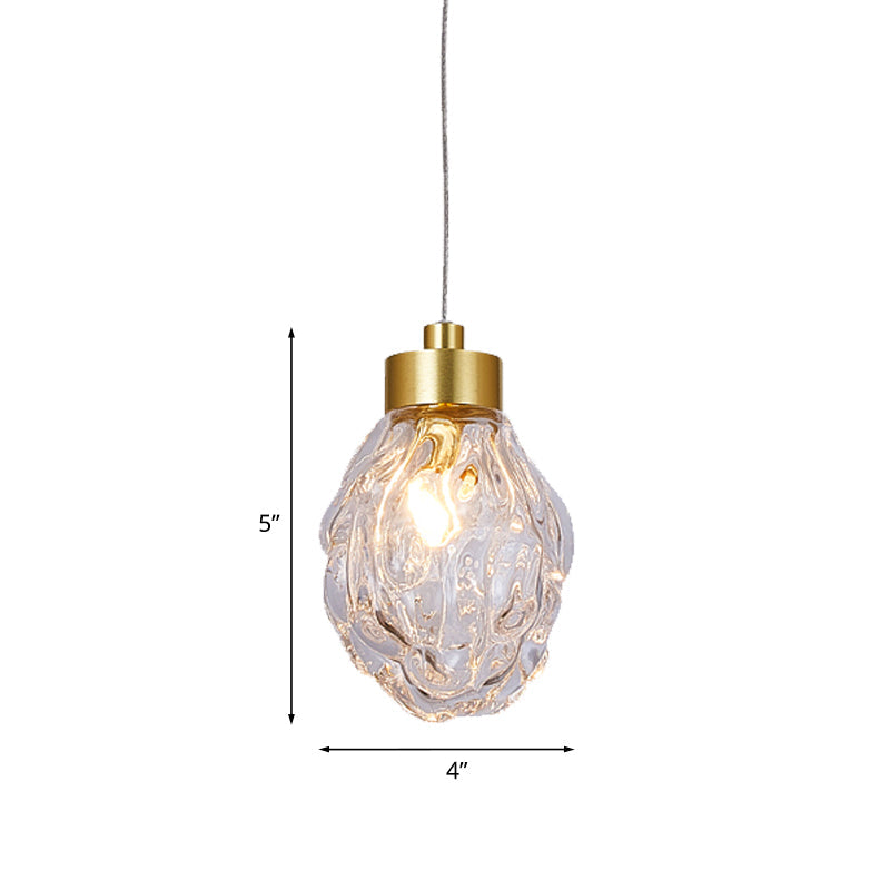 Clear Glass Gold Pineal Fruit Pendant Lamp - Modern Post-Design 1 Head Dining Room Suspension Light