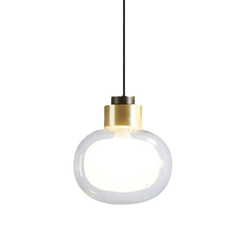 Brass Led Pendant Light With Clear Glass Shade