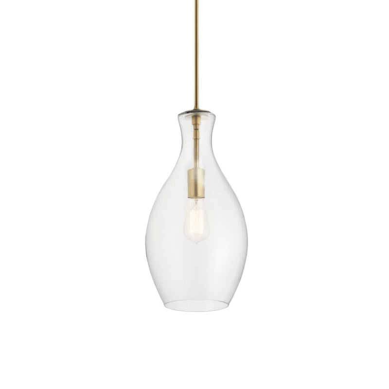 Gold Kitchen Pendant Light Fixture With Clear Glass Shade - Modern And Simple Design