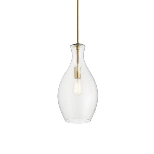 Gold Kitchen Pendant Light Fixture With Clear Glass Shade