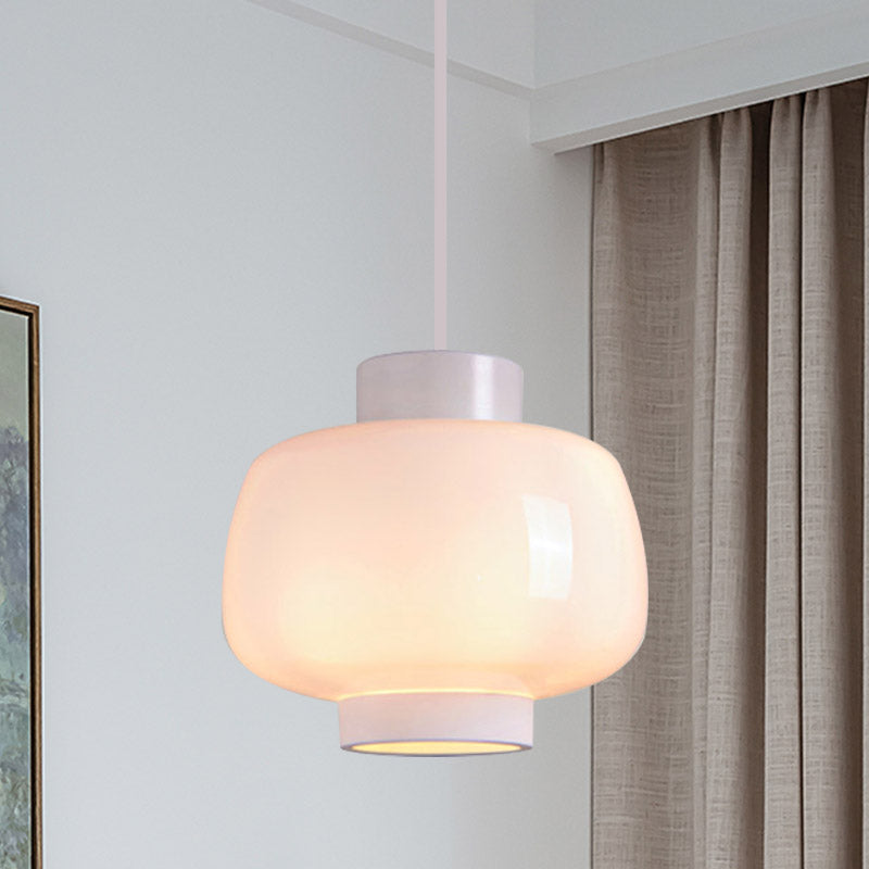 Modern Lantern Living Room Pendant Light With 1-Head Smoke Gray/Cream/Cognac Glass - Stylish Hanging