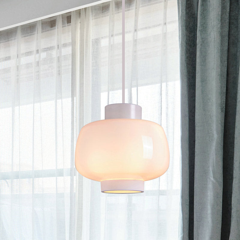 Modern Lantern Living Room Pendant Light With 1-Head Smoke Gray/Cream/Cognac Glass - Stylish Hanging