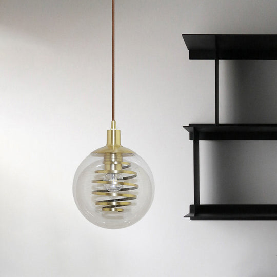 Modern Global Clear Glass Hanging Pendant Lamp With Brass Fixture - 6/10 Mini Size For Bedroom
