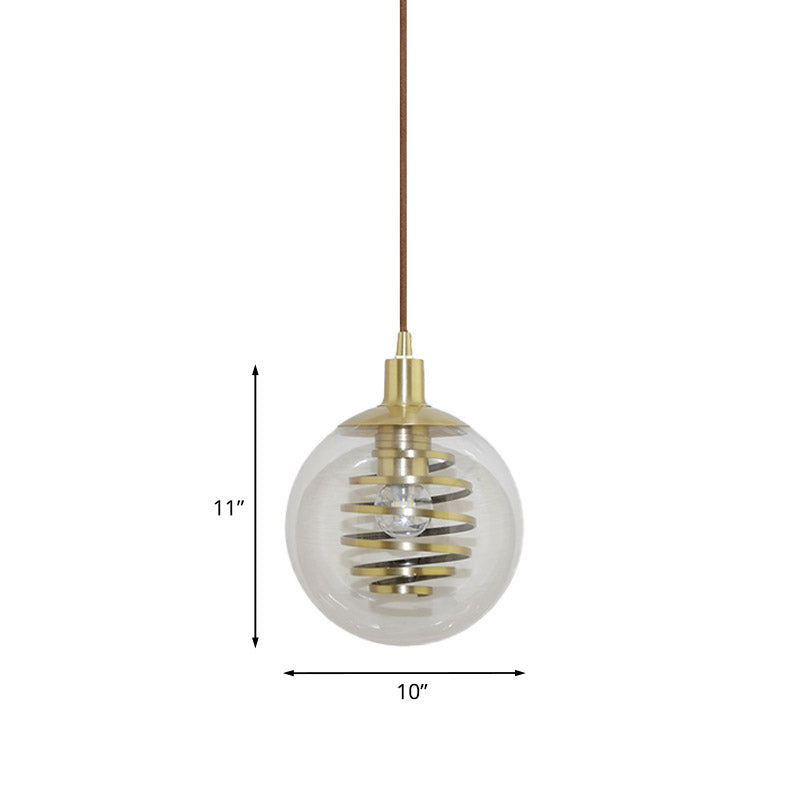 Modern Global Clear Glass Hanging Pendant Lamp With Brass Fixture - 6/10 Mini Size For Bedroom
