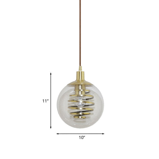 Modern Global Clear Glass Hanging Pendant Lamp With Brass Fixture - 6/10 Mini Size For Bedroom
