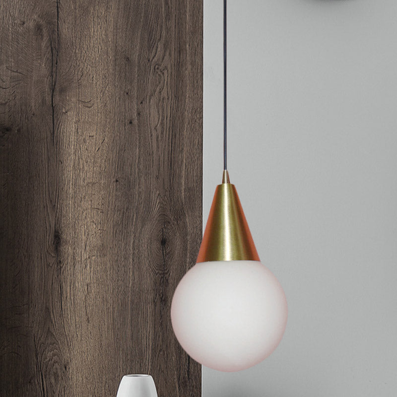 Brass Modo Ceiling Pendant Light - Post Modern 1 Milk White Glass Suspension Lamp