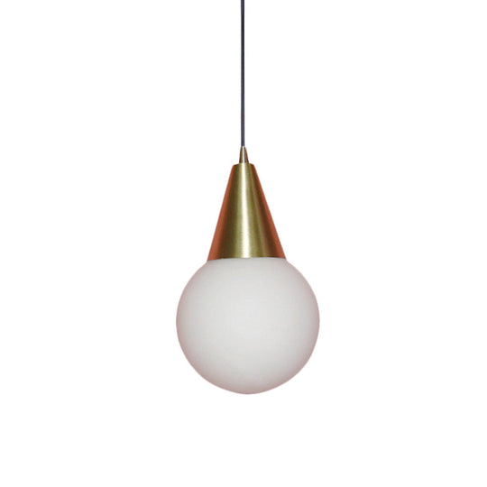 Brass Modo Ceiling Pendant Light - Post Modern 1 Milk White Glass Suspension Lamp