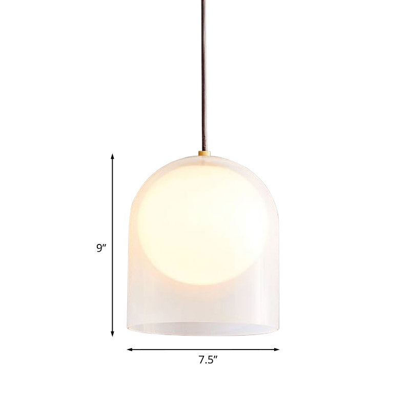 Modern Gold Opal Glass Hanging Light Kit With Ball Shade Inside