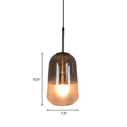 Vintage Gold Pendant Light With Tan Glass Shade For Restaurants