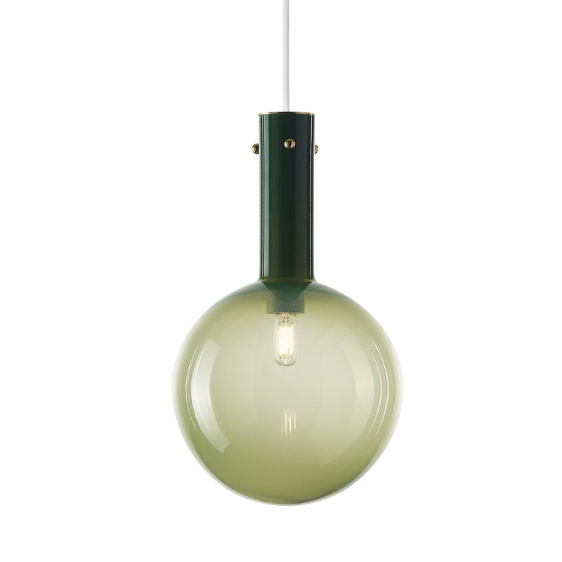 Gradient Green/Orange Glass Orb Pendant Lamp - Contemporary 1-Bulb Ceiling Light For Bedside Hanging