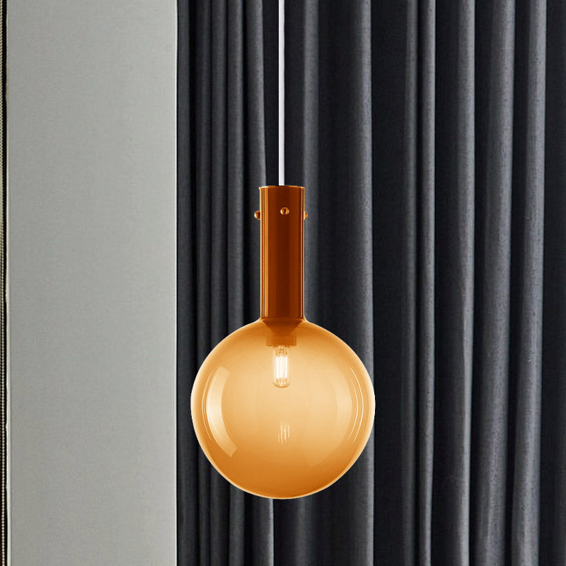 Modern Orb Pendant Lamp: Green/Orange Gradient Glass 1-Bulb Bedside Ceiling Light