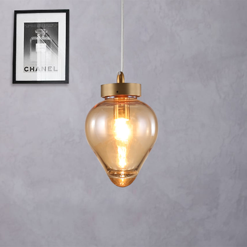 Waterdrop Pendant Dining Room Light - Blue/Champagne Glass Modern Ceiling Lamp Champagne