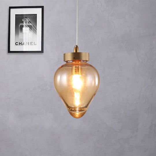 Waterdrop Pendant Dining Room Light - Blue/Champagne Glass Modern Ceiling Lamp Champagne