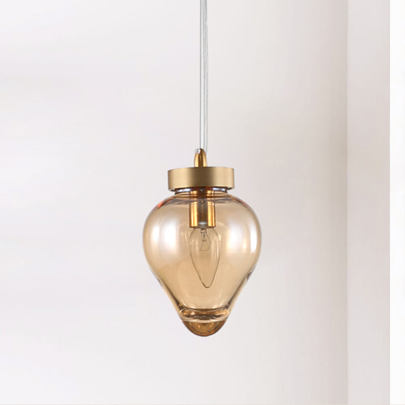Waterdrop Pendant Dining Room Light - Blue/Champagne Glass Modern Ceiling Lamp