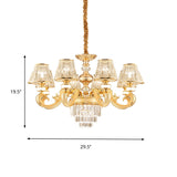 Modern 3-Tier Crystal Chandelier With Conic Shade - Gold Finish 6/8 Heads Living Room Hanging Lamp