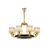 Modern Metal Ring Chandelier With Crystal Shade - 6/8 Bulb Pendant Light Fixture For Living Room