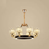 Modern Metal Ring Chandelier With Crystal Shade - 6/8 Bulb Pendant Light Fixture For Living Room