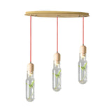 Industrial Metal Led Pendant Light With Wood Cluster - 3/6 Bulbs For Living Room